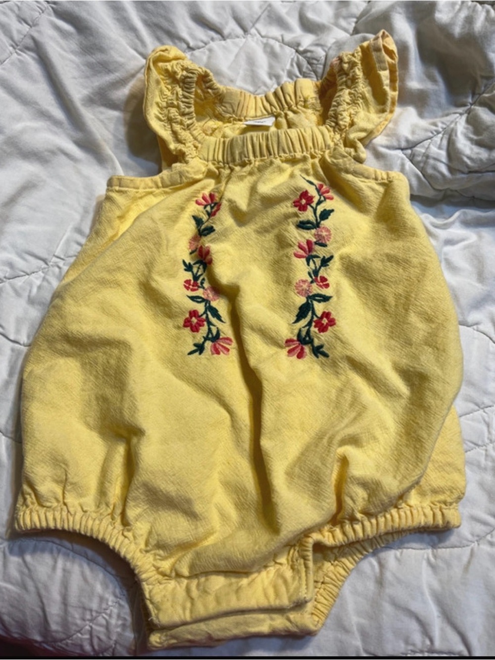 Old Navy Yellow Floral Embroidered Baby Romper